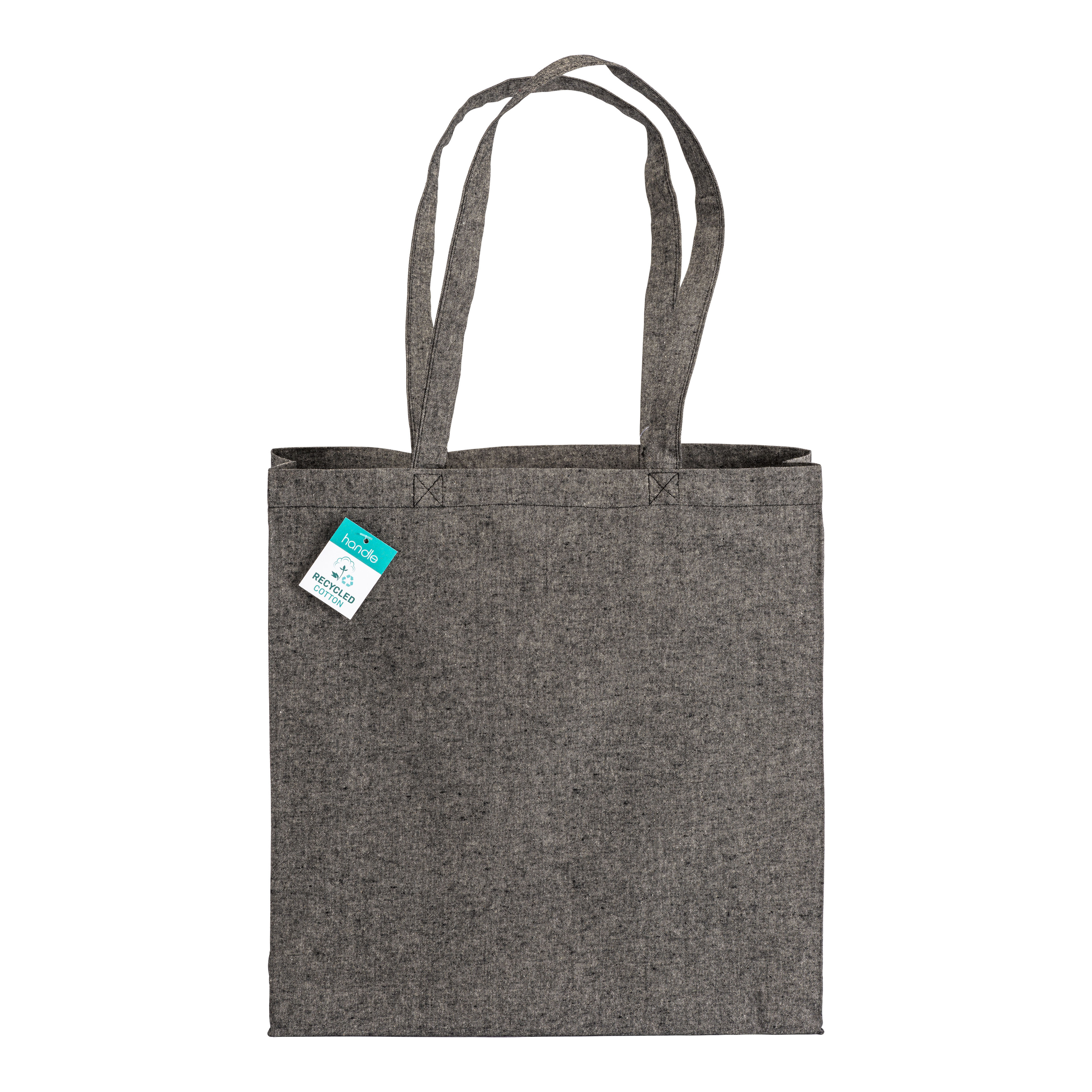 Shopper  in cotone riciclato 190 g/m2, manici lunghi e soffietto