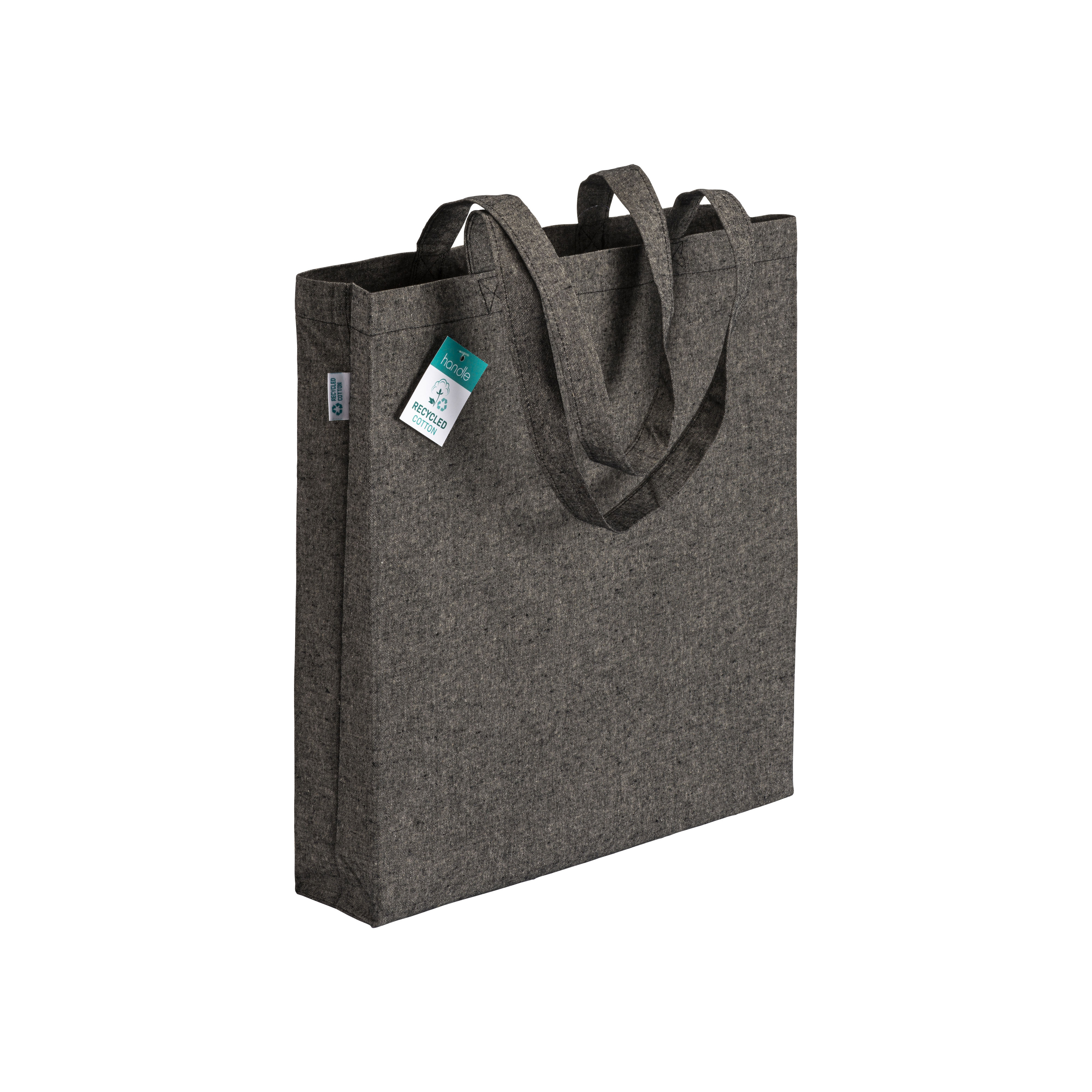 Shopper  in cotone riciclato 190 g/m2, manici lunghi e soffietto