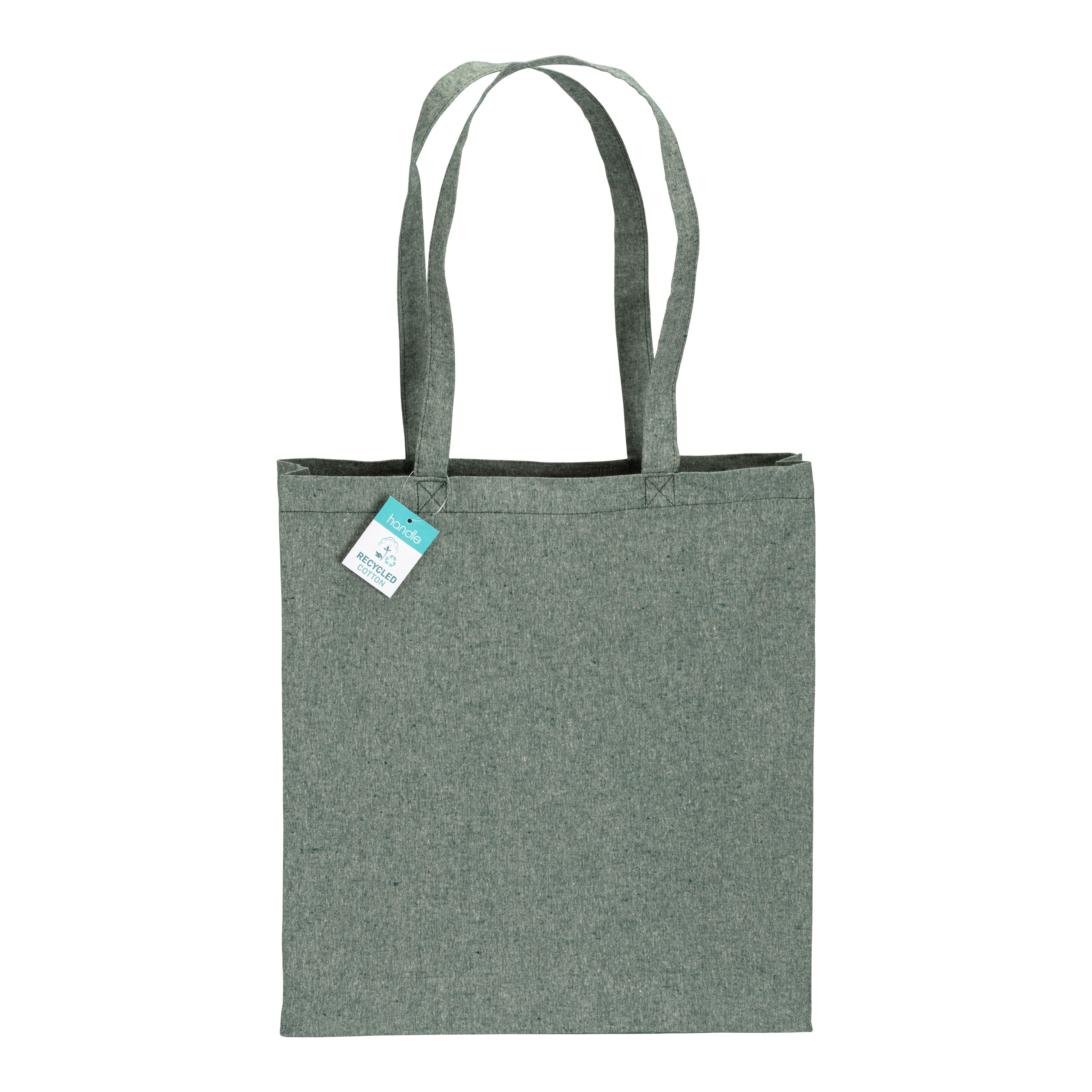 Shopper  in cotone riciclato 190 g/m2, manici lunghi e soffietto
