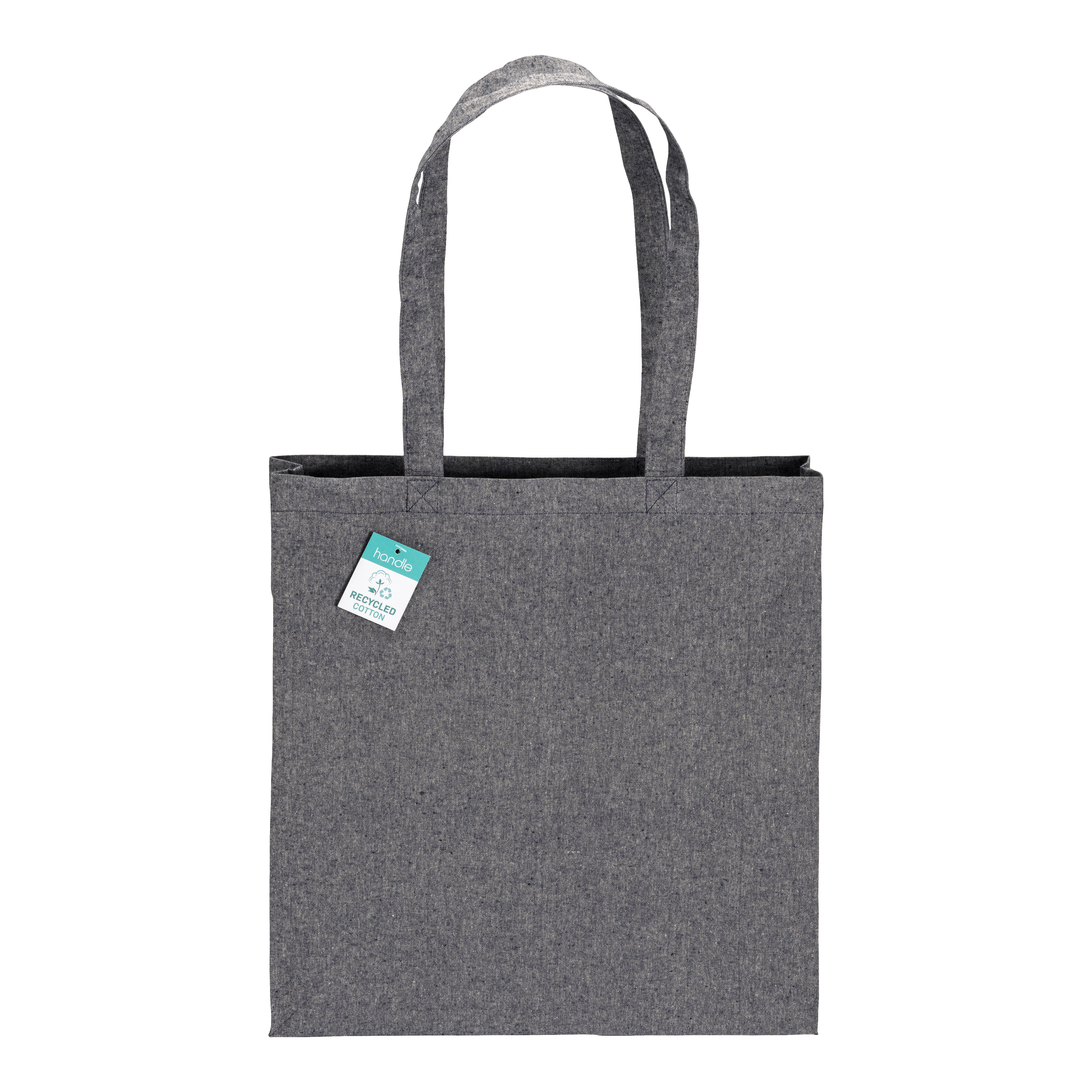 Shopper  in cotone riciclato 190 g/m2, manici lunghi e soffietto