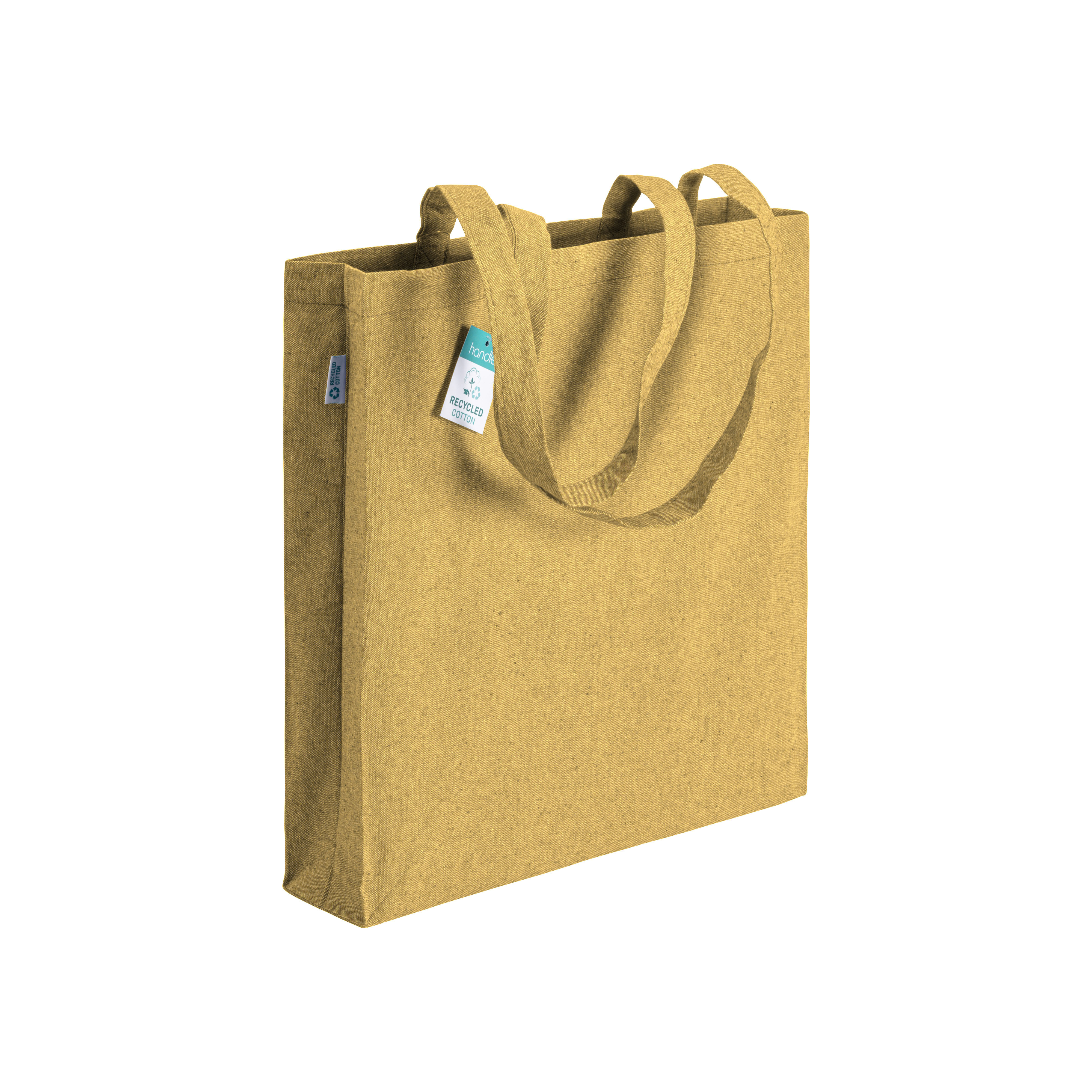 Shopper  in cotone riciclato 190 g/m2, manici lunghi e soffietto