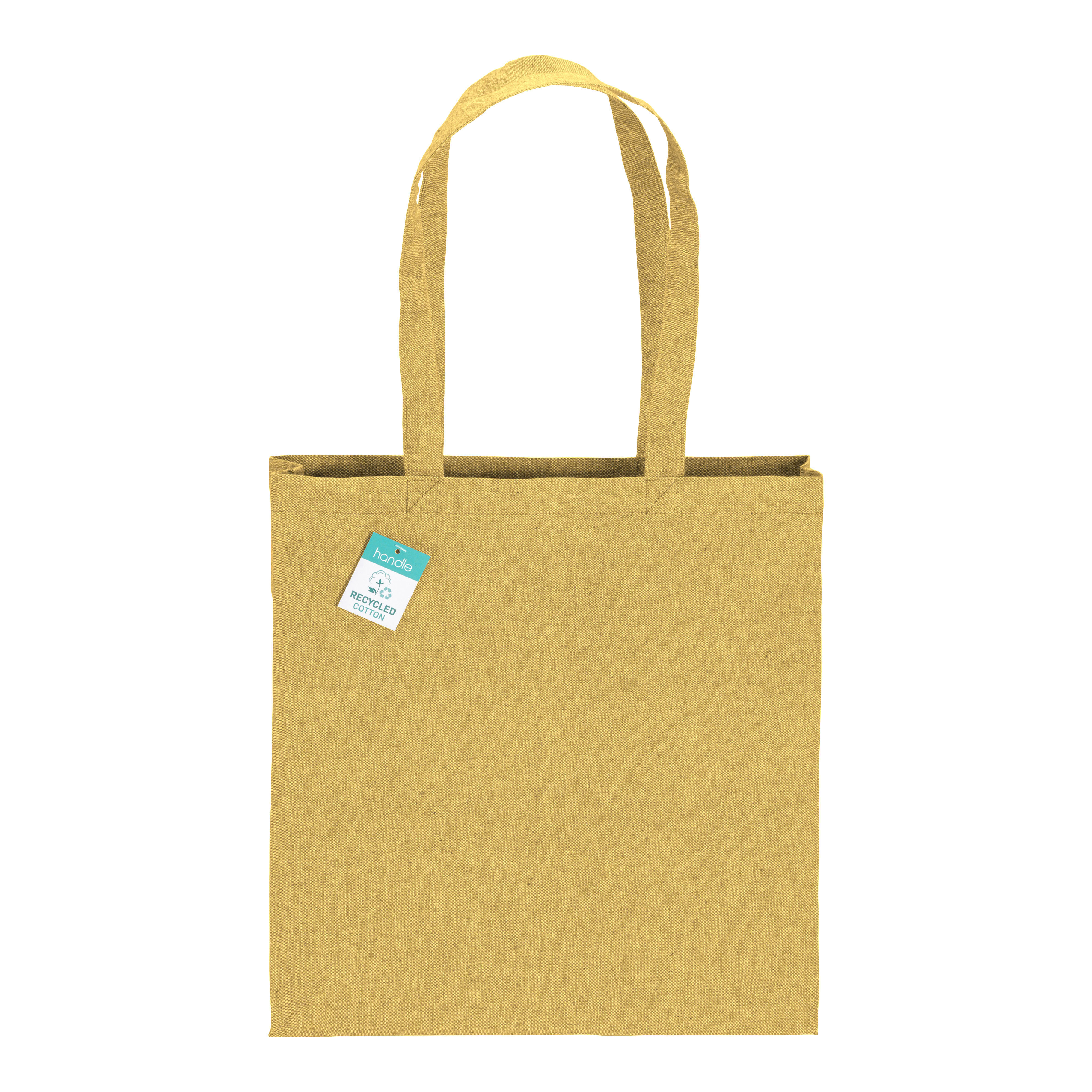 Shopper  in cotone riciclato 190 g/m2, manici lunghi e soffietto
