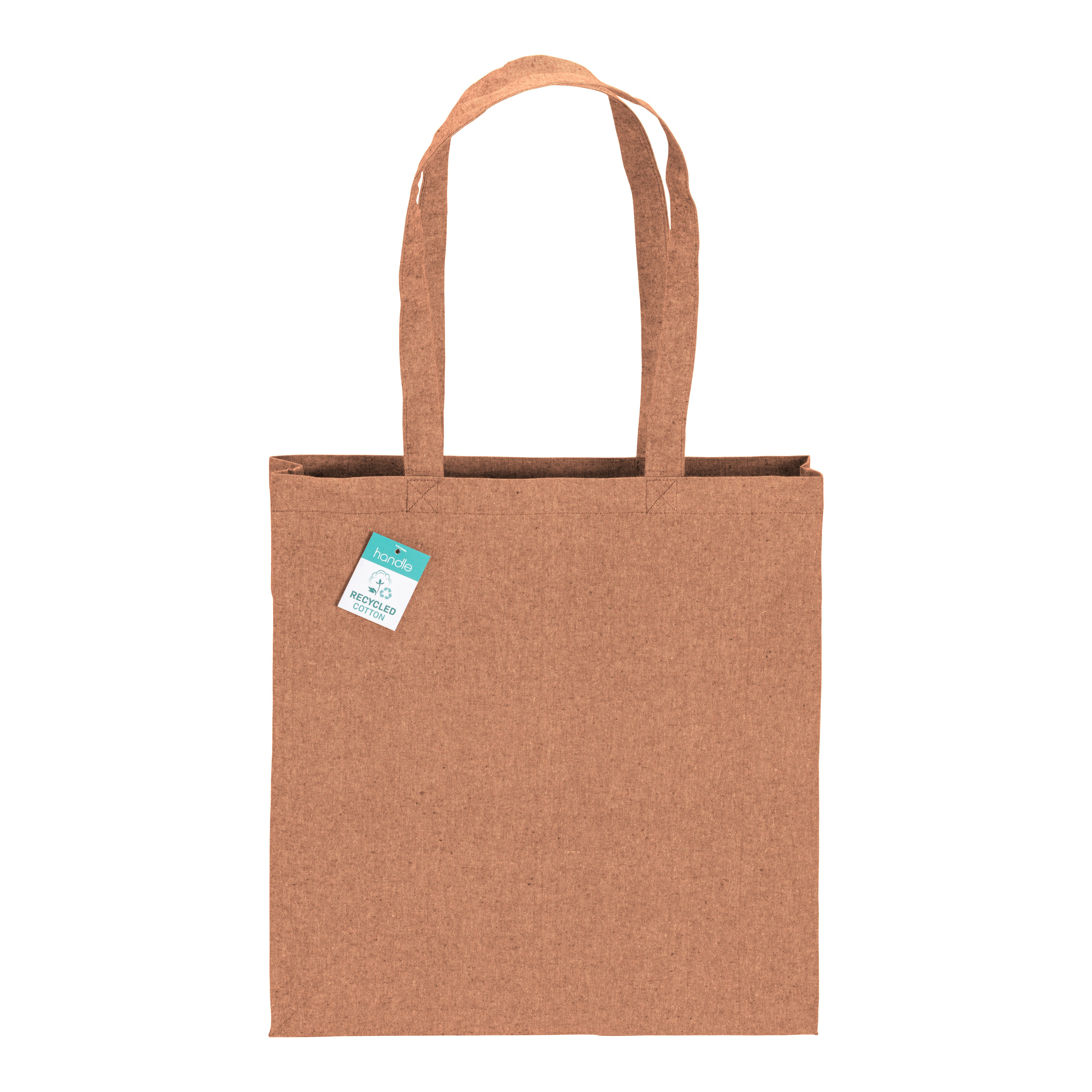 Shopper  in cotone riciclato 190 g/m2, manici lunghi e soffietto