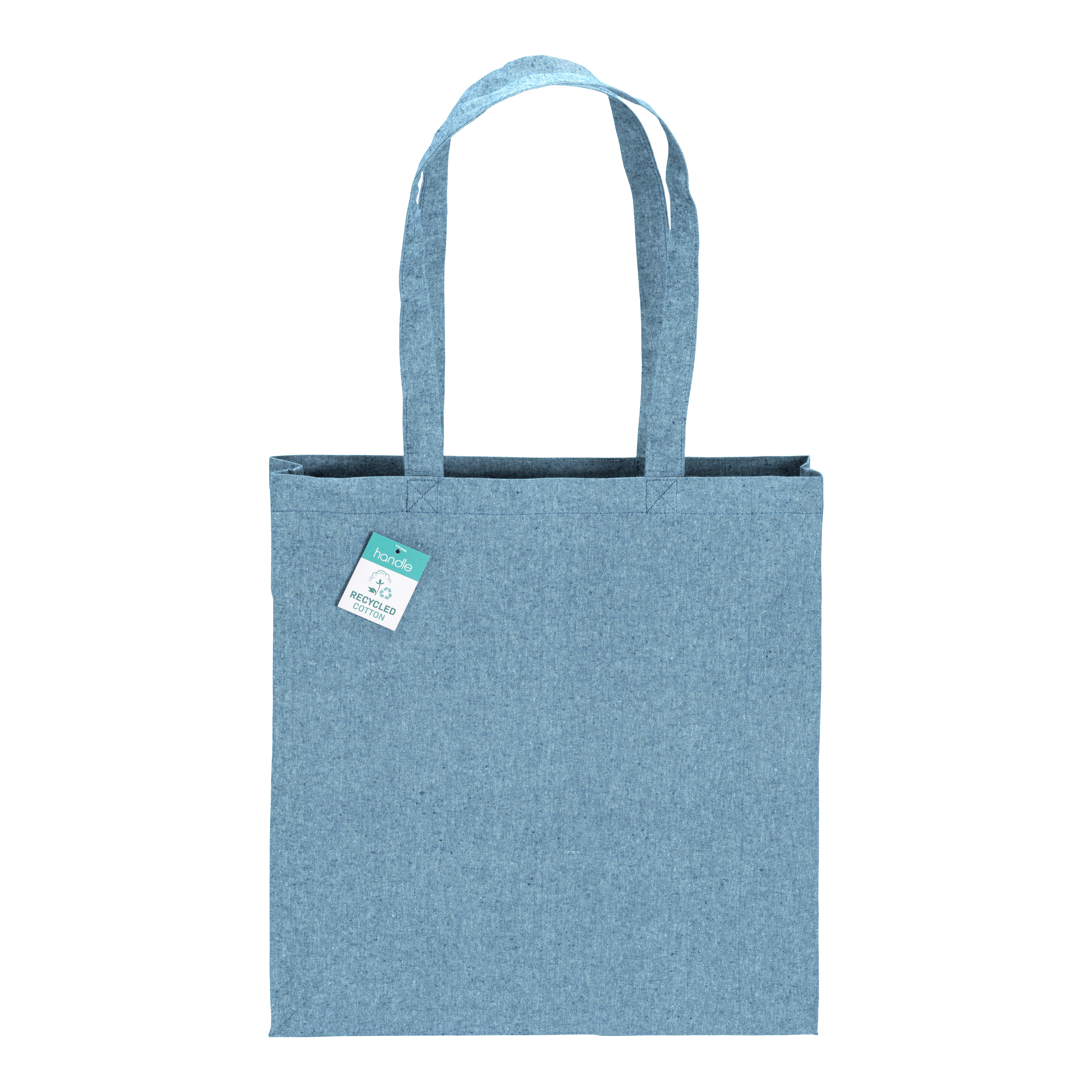 Shopper  in cotone riciclato 190 g/m2, manici lunghi e soffietto