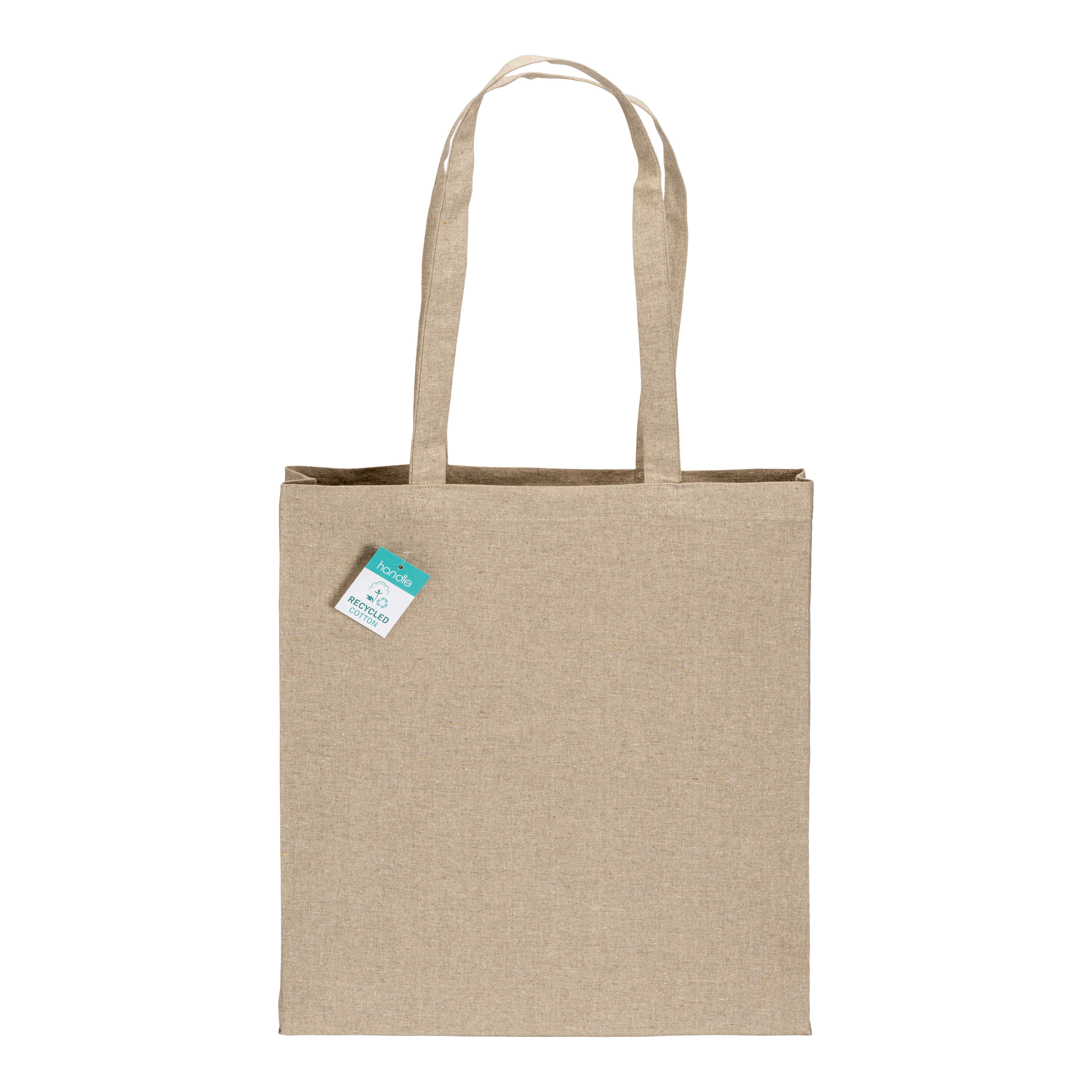 Shopper  in cotone riciclato 190 g/m2, manici lunghi e soffietto