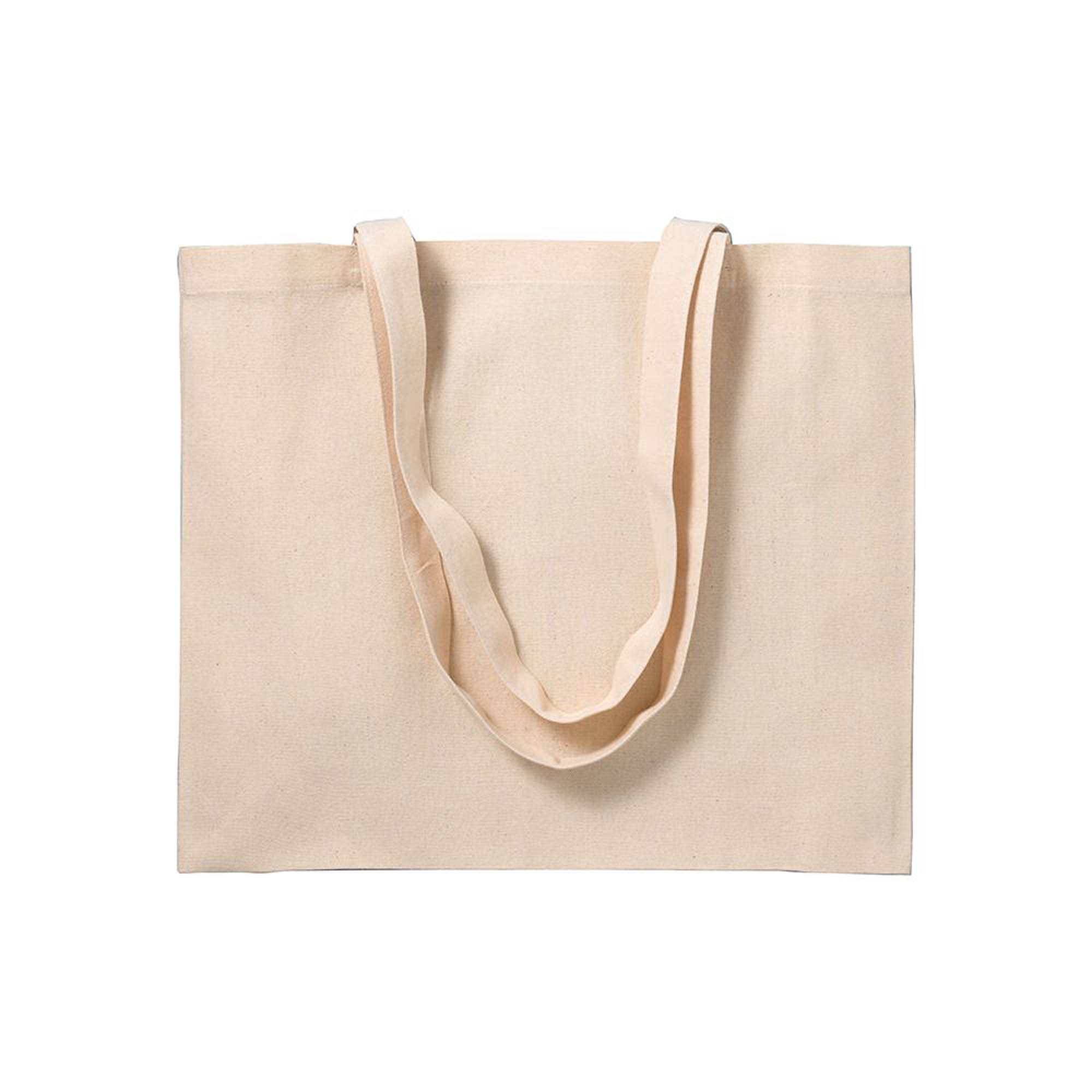 Shopper con soffietto in cotone 200 g/m2, manici lunghi