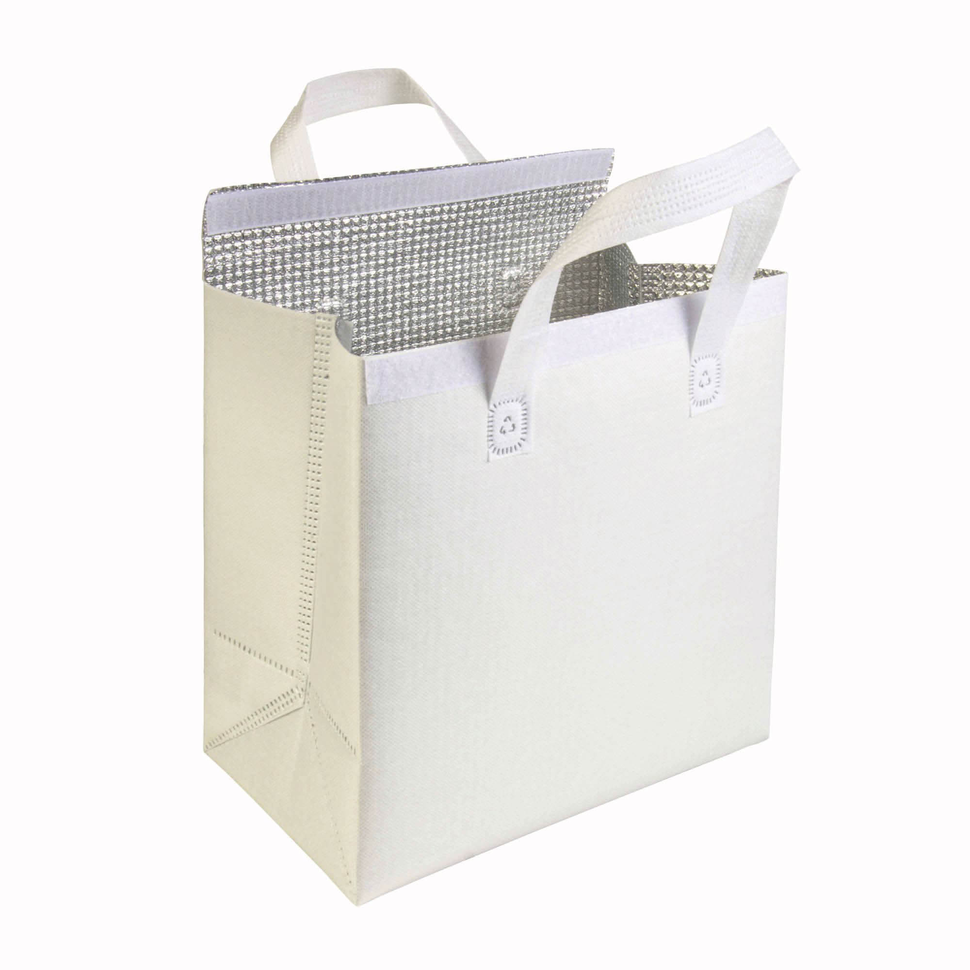 Borsa frigo in TNT laminato 100 g/m2, chiusura con velcro