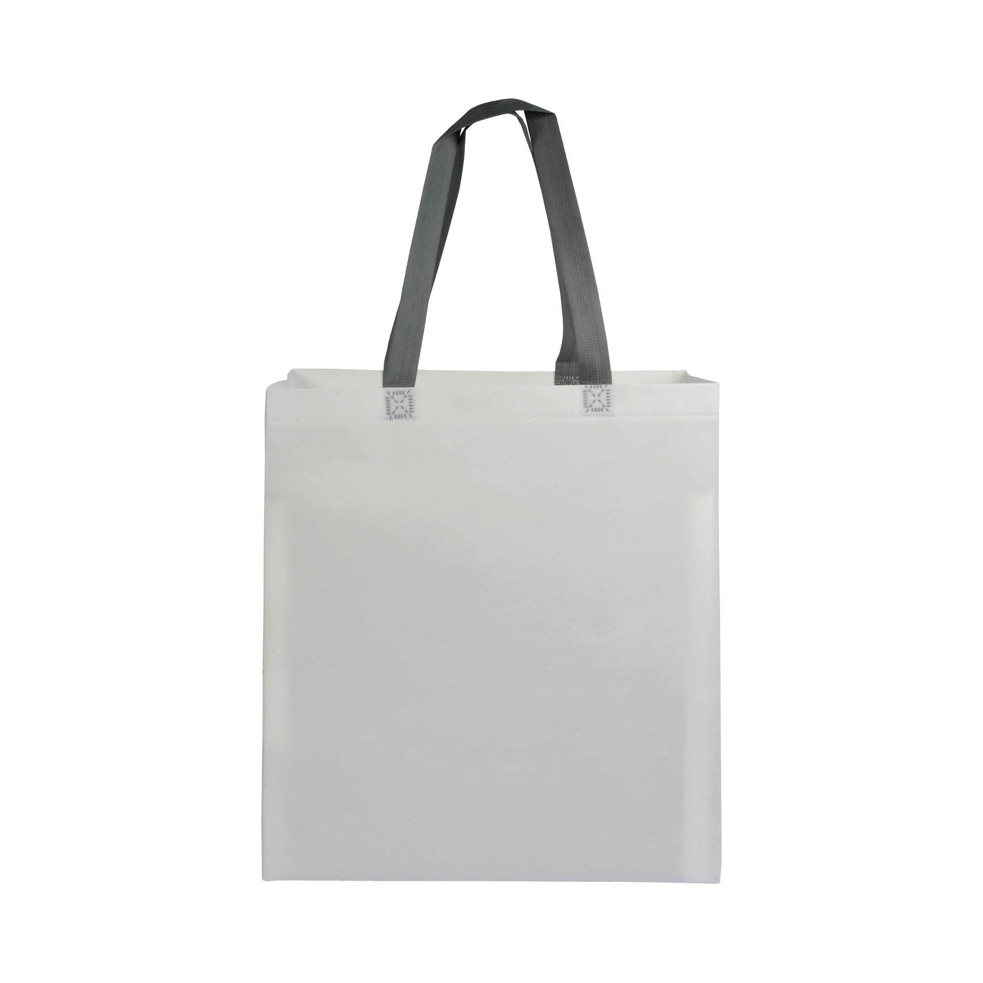 Shopper con soffietto in TNT laminato 100 g/m2 termosaldato, manici corti