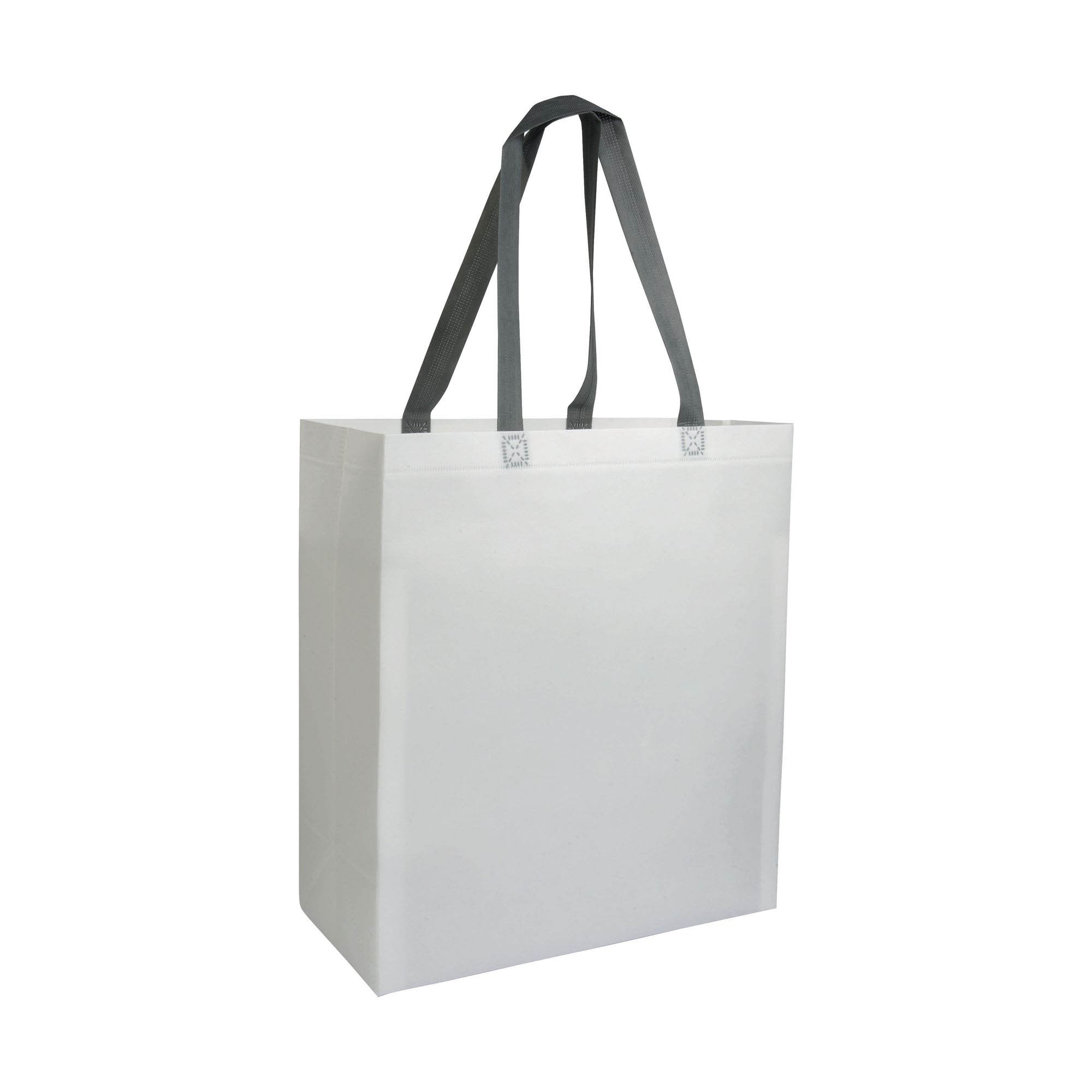 Shopper con soffietto in TNT laminato 100 g/m2 termosaldato, manici corti